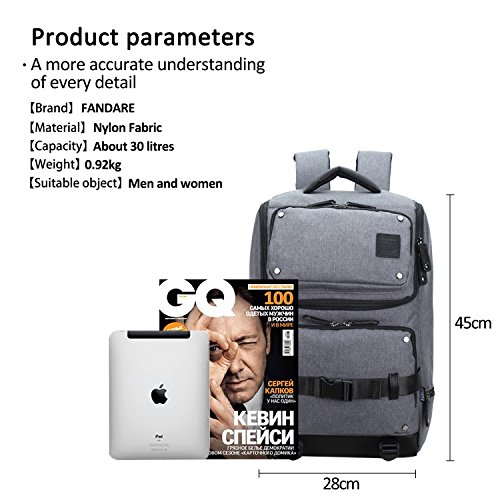 FANDARE Rucksäcke Laptop Freizeit Wanderrucksäcke 17“ Zoll Damen Herren Schulrucksack Schulranzen Reisen Leicht Wasserdicht Nylon - 6