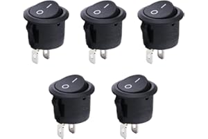 WLVINSON 5 interruptores basculantes de 12 V, On/Off con autobloqueo, mini redondo 2 pines para autocaravana, modelo