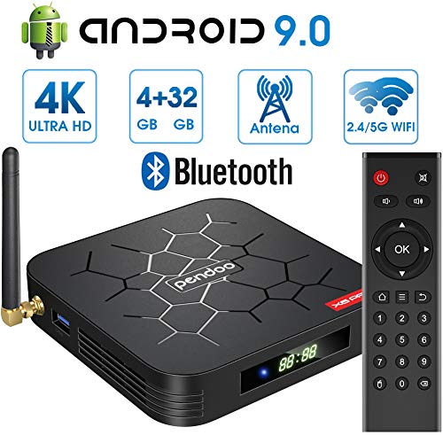 Android 9.0 TV Box ?4GB RAM+32GB ROM? Android TV Box, Dual-WiFi 2.4GHz / 5GHz H6 Bluetooth Quad Core 64 bits 3D / 4K Full HD / H.265 / USB3.0 Android Smart TV Box Pendoo