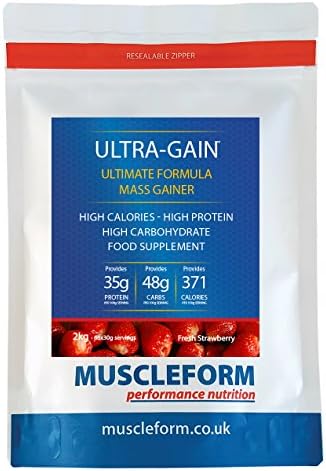 Muscleform Ultra-GAIN Mass Gain & Weight Gain Powder 2kg Re-Sealable Pouch - Fast Delivery - Strawberry | Free Express Delivery