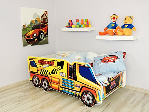 TODDLER CHILDREN KIDS BED INCLUDING MATTRESS CAR TRUCK (Crane)