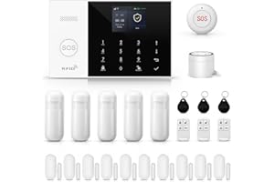 XNY 2G Alarme Maison sans Fil, WiFi Système de Sécurité Maison avec 120DB Sirène, Contrôle APP, 24 Pièces: Détecteur de Mouvement, Télécommandes, Capteurs de Porte et Fenêtre, Carte RFID