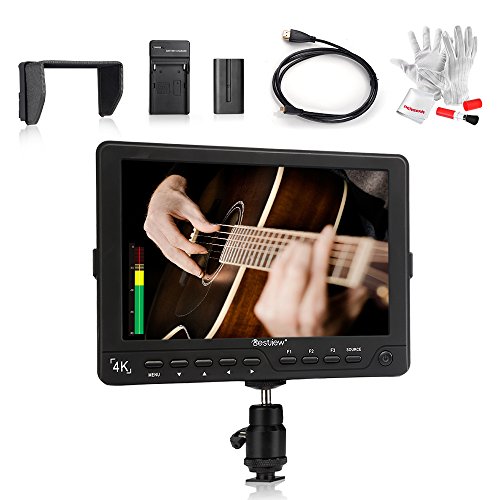 Bestview S7 7 Zoll 1920*1200 Unterstützen 4K Signal 4096X2160P@24Hz DSLR Vdieo Kamera HDMI Feldmonitor mit HDMI Input Output mit Akku, HDMI Kabel und Pergear Reinigungs Set für Canon Nikon Sony DSLR Kameras und Comcorder