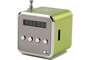 COALWOP Mini Radio TD-V26 Portable Small Digital Radio with FM Tuner, USB & TF Card Music Player, Rechargeable Battery, Stereo Speaker, Compact Radio for Home, Car, Travel & Outdoor (Green)