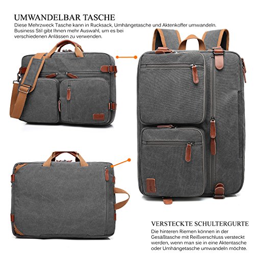 CoolBELL umwandelbar Rucksack Messenger Bag Umh  ngetasche Laptop Tasche Handtasche Business Aktentasche Multifunktions Reise Rucksack Passend f  r 17