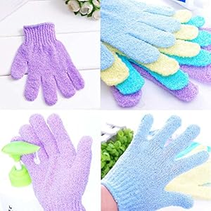 ULTNICE 2pcs Shower Gloves Exfoliating Mitt Body Exfoliator Brush Nylon Bath Gloves for Men Women Kids - Image 5