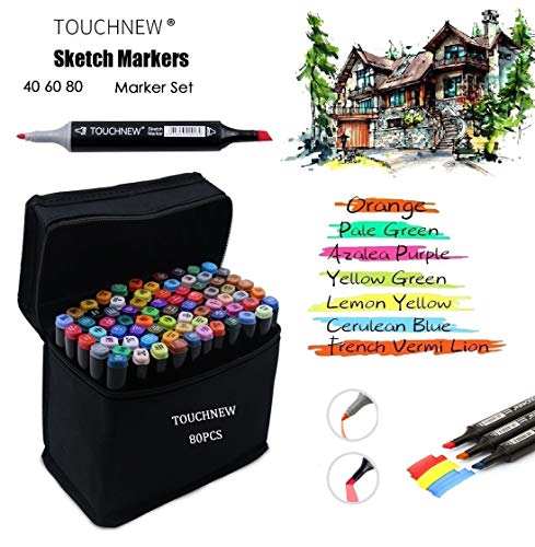 TOUCHNEW 80 Set di pennarelli colorati Manga Graffiti con punta doppia, per evidenziatori artistici 80