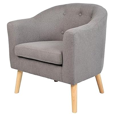 Générique JOYCE Fauteuil pieds bois Hévéa massif - Tissu feutrine - Gris - Scandinave - L 70 x P 64 cm