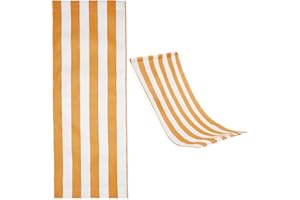 GORGECRAFT Toile de Rechange pour Chaise de Plage en Coton Rayures Jaunes et Blanches Tissu Toile de Chilienne Chaise Longue Inclinable de Remplacement pour Jardin Cour Plage Relaxation