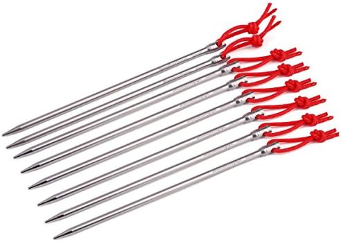 KIMTIME 20cm Long High Strength tent stakes Tent pegs Titanium Alloy Tent Nails Outdoor Camping Tent Accessories Stakes Pegs