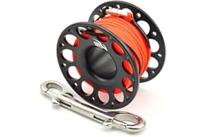 ICDKOYK Tenere Le Immersioni Bobina Bobina Portatile a Colori Solido Corda di Corda di Poliestere accelere da Pesca Accessori subacquei con Gancio Doppio endico, Nero, 30m