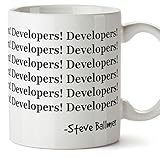 Volumen: 350 ml Tazas de desayuno original para regalar a programadores - Developers! Developers! Steve Ballmer - Cerámica 350 ml