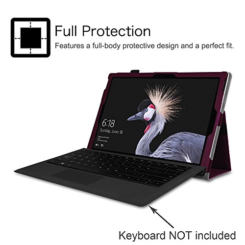 Fintie Microsoft Surface Pro 4 / Surface Pro 2017 Hülle Case – Hochwertige Kunstleder Slim Fit Stand Tasche Schutzhülle Etui Cover mit Stylus-Halterung für Microsoft Surface Pro 4 / Surface Pro 2017 (12,3 Zoll) Tablet-PC, Lila - 4