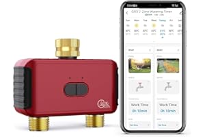 GIEXSMART GIEX WLAN 2-ZONEN Bewässerungstimer, intelligenter Gartenbewässerungsregler für Schläuche, kompatibel mit TUYA APP und Smart Life