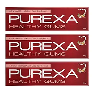 PUREXA Heathy Gums Toothpaste (100g X 3) Pack of 3, for Bleeding Gums and Daily Protection Against Gum Problems, Maintains Oral Hygiene With Strong Teeth And Fresh Breath with ex-tracts of Akhrot Chaal, Almond, Meswak, Babool & Vajradanti.