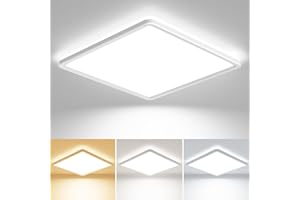 zemty 24W 2400LM LED Ceiling Light, 3000K/4000K/6500K Bathroom Lights IP44 Waterproof, Square Flush Ultra Thin Ceiling Lighting for Kitchen Bedroom Toilet Hallway Office Ø29cm