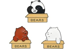 HUAQIGUO Set of 3 Bear Enamel Lapel Pin Brooch Badge Cute Pins for Backpacks Cartoon Lapel Pin for Jackets Funny Brooches Pins Gift DIY Accessory for Clothing Bags Hat