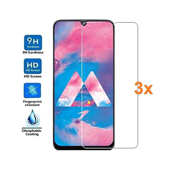 Electrónica Rey 3X Protector de Pantalla para Samsung Galaxy M30 - A30 - A50, Cristal Vidrio Templado Premium