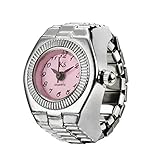 Gaddrt Ringuhr Fingeruhr Uhrenring Neue Zifferblatt Quarz Analog Uhr Kreative Stahl Cool Elastic Quarz Finger Ring Uhr (Pink)
