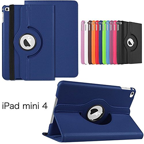 DETUOSI Funda iPad Mini 4 360 Grados Rotación Fundas iPad Mini4,Ultra Slim Smart Book Cover Carcasa Cover Multiples Funciones PU Funda para Apple iPad Mini 4 Tablet de 7.9
