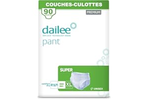 Dailee Pants Super XL - 90x Couches Adultes, 6 Paquets de 15 Couche Culotte Incontinence Femme et Homme - Slip Incontinence, 90 Culotte Jetable