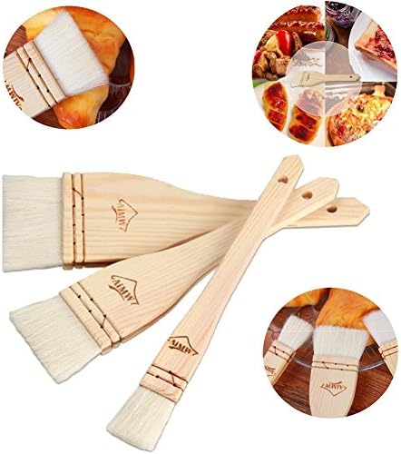 Haplain Barbecue Wool Brush Wooden Handle Cake Bread Barbecue Oil Butter Wool Brush Tools Set of 3PCS (WOOD) (Wood)