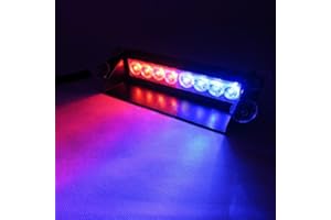 HEHEMM Auto Emergency Light, 8 LED Windshield Car Dash Led Strobe Lights Flashing Light Hazard Amber Warning Lamp Beacon Lights Traffic Light 12V(Blue & Red)
