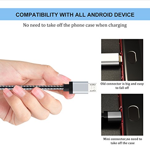 C  ble Micro USB Quntis   C  ble Nylon Micro Usb de Haute Vitesse  2 Pack Cable 2m Pratique  C  ble USB Cordon Micro USB  C  ble de Charge et Synchron