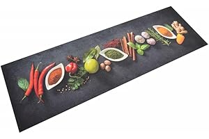 ‎VIDAXL vidaXL Küchenteppich, Küchenläufer rutschfest Waschbar, Teppich Läufer für Küche, Teppichläufer Maschinenwaschbar, Gewürze 60x180cm Samt