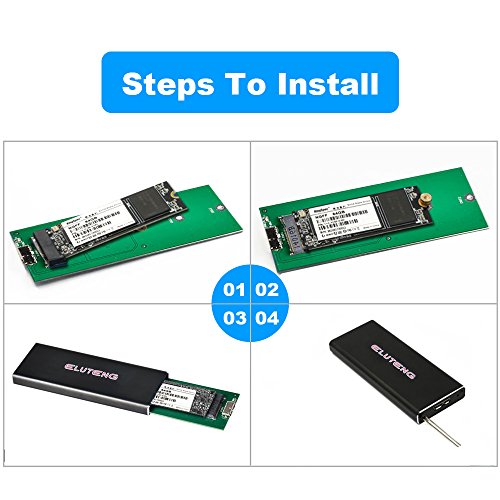 ELUTENG M.2 NGFF SSD auf USB3.0 Adapter Externes USB3.0 zu NGFF SSD Gehäuse Tragbare M.2 Festplattengehäuse mit Schraubendreher in Schwarz - 4