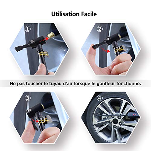 Oasser Compresseur d'Air Portatif Mini Compresseur Voiture Gonfleur Electrique Portable avec Manomètre et Batterie de Lithium Rechargeable de 2000mAh Intégrée 12V AC/DC 120PSI