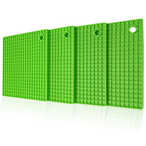 cb-seven’s 4-in-1 Profi Silikon Topfuntersetzer / Topflappen, Set (4 Stück), hohe Qualität, 4 Farben wählbar, multifunktional, langlebig, spülmaschinenfest, 8 mm stark