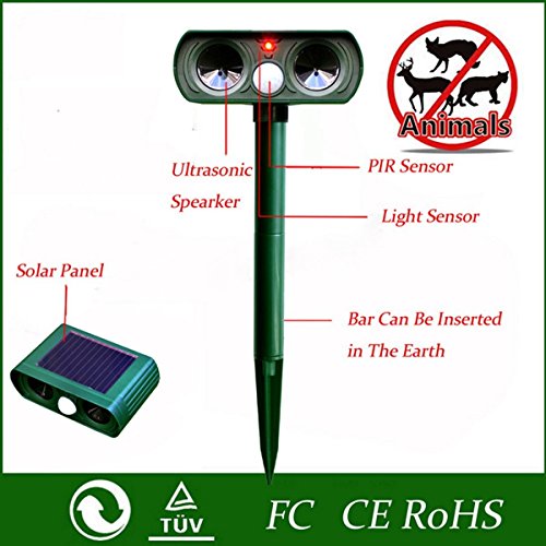 Ultraschall Solar Powered, Tier Repeller mit PIR Sensor, Pest Repeller, Katze Mole Dog Fox Deer Nagetier Abwehr für Bauernhof / Garten / Hof / Rasen Outdoor - 4