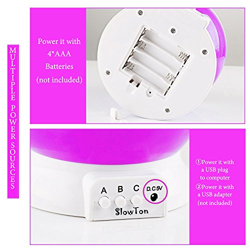 Sternenhimmel Projektor, SlowTon Projektor Lampe 360 Grad Romantische Stimmung Stern-Nachtlicht-Lampen-Raum Rotierende Nachttischlampe 4 LED Wulst für Baby-Kinderzimmer Schlafzimmer Kinderzimmer Kinder Zimmer, Hochzeit, Geburtstag, Parteien mit USB Kabel, Rosa - 5