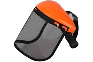BUNRUN Casque de sécurité avec visière intégrale en maille pour débroussailleuse, protection forestière