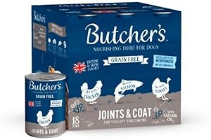 Butcher's Complete Wet Can Grain Free Hypoallergenic Adult Dog Food Joint & Coat Pack 18x390g - Chicken, Salmon & Turkey