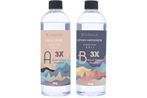 SANAAA Resina epossidica lucida3X Resistente all'ingiallimento 1000g, Resina autolivellante e indurente, Trasparente e Senza Bolle, Adatto per Gioielli, Rivestimenti in Legno e resine da