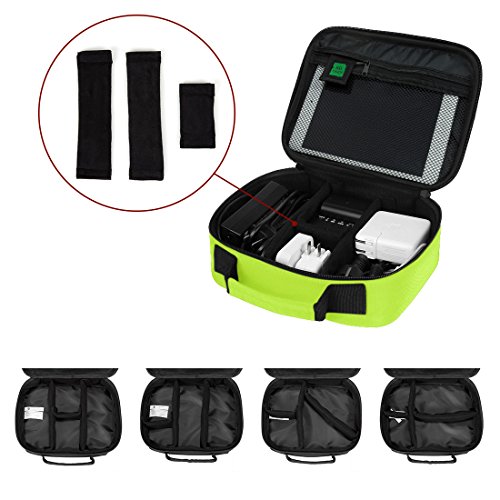 BAGSMART Tragbare Festplattentasche Elektronik Organizer für USB Kabel Akku Speicherkarten Grün - 5