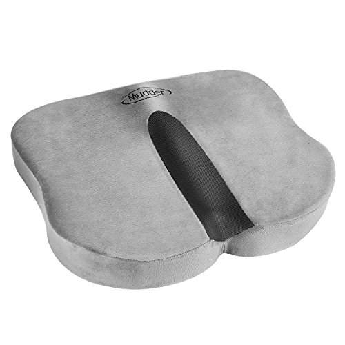 Mudder Coussin en Mousse à Mémoire pour Fauteuils Roulants, Chaises de Bureau, Sièges d'Auto, Sièges de Compagnie Aérienne, Soulagement de la Douleur et de la Caleine, Gris
