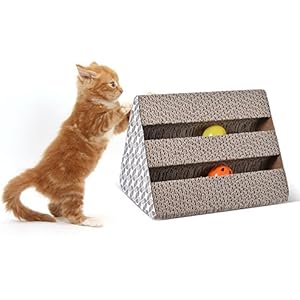 Decdeal Kratzbrett für Katzen Dreieck Kratzbaum Katzen Kratz Spielzeug mit Katzenminze