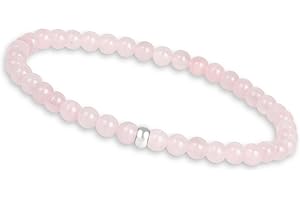 GD GOOD.designs Perlenarmband Damen mit echten 4mm Natursteinen und 925 Silber Perle - Edelstein Armband I Kugelarmband mit Naturstein Perlen - Valentinstags-Geschenk für Sie