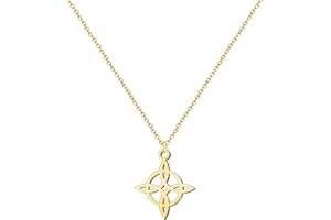 cotigo Collar acero inoxidable mujer Nudo de bruja o de hilo + una pulsera de 7 nudos (gratis), nudo de bruja doble proteccion, Amuletos de suerte, bisutería para mujer, regalo mujer, metatron.