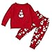 Produktbild Longra Neugeborenen Kind Baby Mädchen Jungen Weihnachten Outfits Kleidung mit Schneemann Print Langarmshirts Tops + Hosen Set Unisex Babymode Babykleidung (0-24 Monate) (80CM 12Monate, Red)