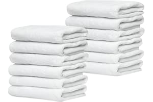 JMS BRIDGE Terry Towelling Nappies for Newborn Babies. 100% Cotton White Terrie Burp Towel*** Pack of 12***Diapers, Wipes, Baby Washable Cleaning Cloth, Reusable, High Absorbent, Super Soft.