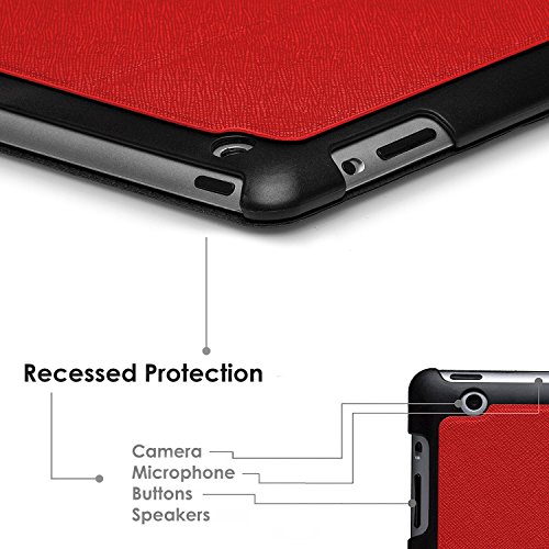 Forefront Cases® Neue Leder Hülle / Tasche / Case / Cover für Apple iPad 2 / iPad 3 / iPad 4 – Rundum-Geräteschutz und intelligente Auto-Sleep-Wake-Funktion mit 3-JAHRES-GARANTIE VON FOREFRONT CASES – inkl. Eingabestift und Displayschutz - 7