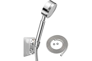 Olliwon Wysokociśnieniowa Głowica Prysznicowa z 1,5 m Wąż, Słuchawka Prysznicowa ze Stali Nierdzewnej (Bez Chromu), Łatwa Instalacja, Kompatybilna ze Wszystkimi Standardowymi Wężami Prysznicowymi