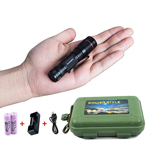 Mini EDC Taschenlampe Mit Zomm Und Ladegerat - Coomatec SD-200 Ultra starken 450 Lumen LED Tactical Flashlight Set Mit Akku