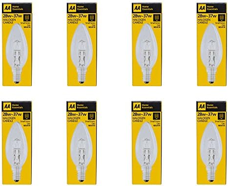 Status International AA Small Eddison Screw Cap 28 W Halogen Candle Light Bulb Box - Pack of 8