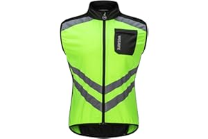 WOSAWE Veste Haute visibilité Hommes Coupe-Vent Ultraléger Respirant Gilet Réfléchissant avec Poches pour Course à Pied ou Vélo
