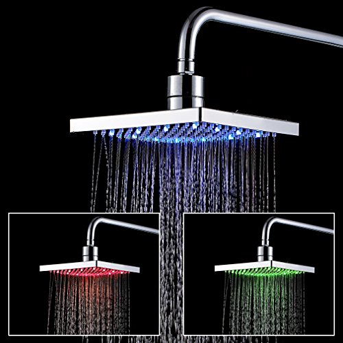 Badaccessoires von BONADE – 20×20 LED Quadratische Duschkopf Regendusche Brause Dusche mit 3 Farben wechseln - 5